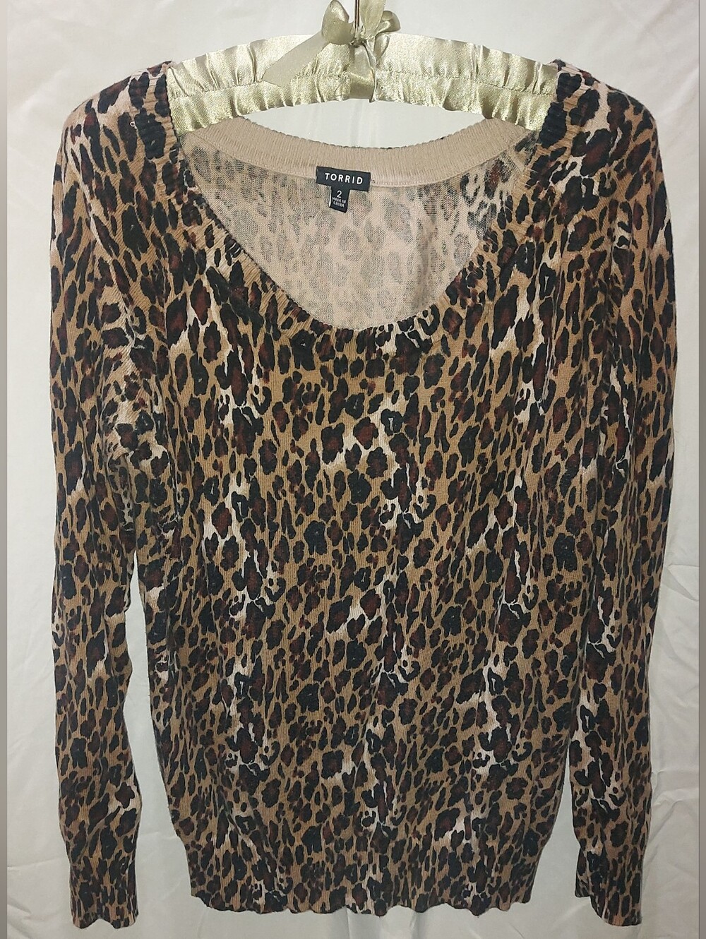 torrid Leopard Print Scoop Neck Long Sleeve Sweater - Brown, Tan, Black